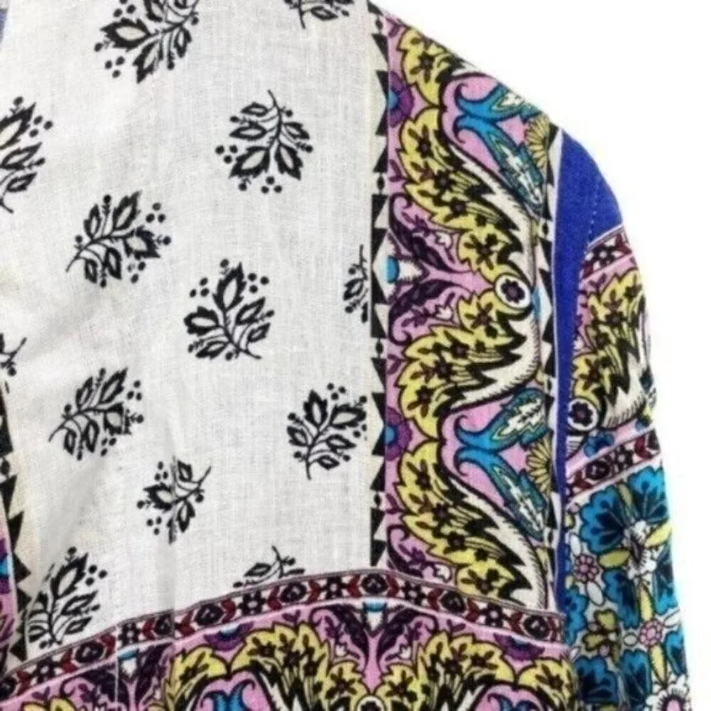 Chico’s Patchwork Linen Kimono Duster Jacket